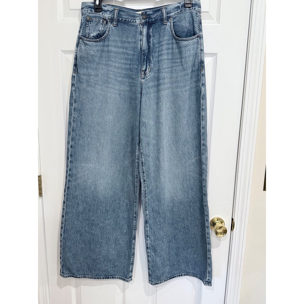 Madewell Superwide-Leg Jeans High Rise Light Wash Denim Size 30
